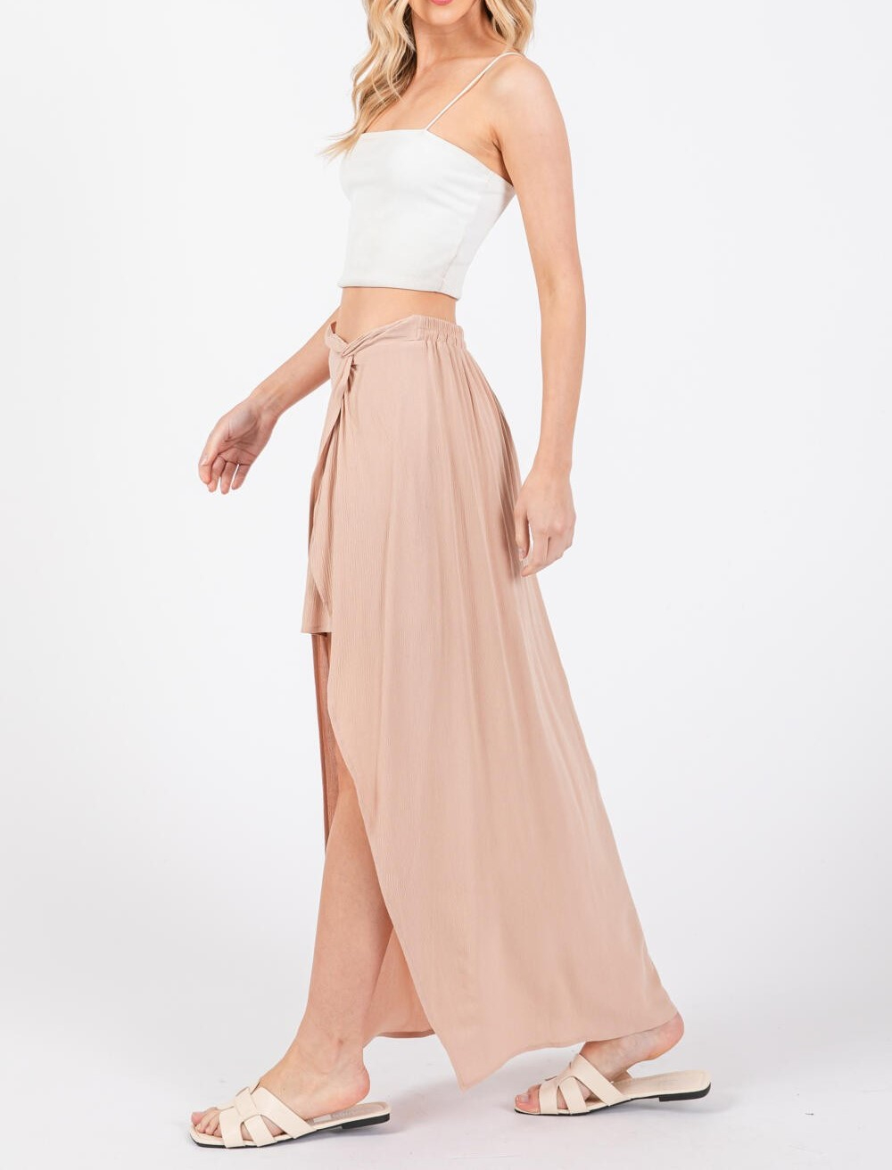 Enagua Twisted Midi Skirt Nude – foto 5