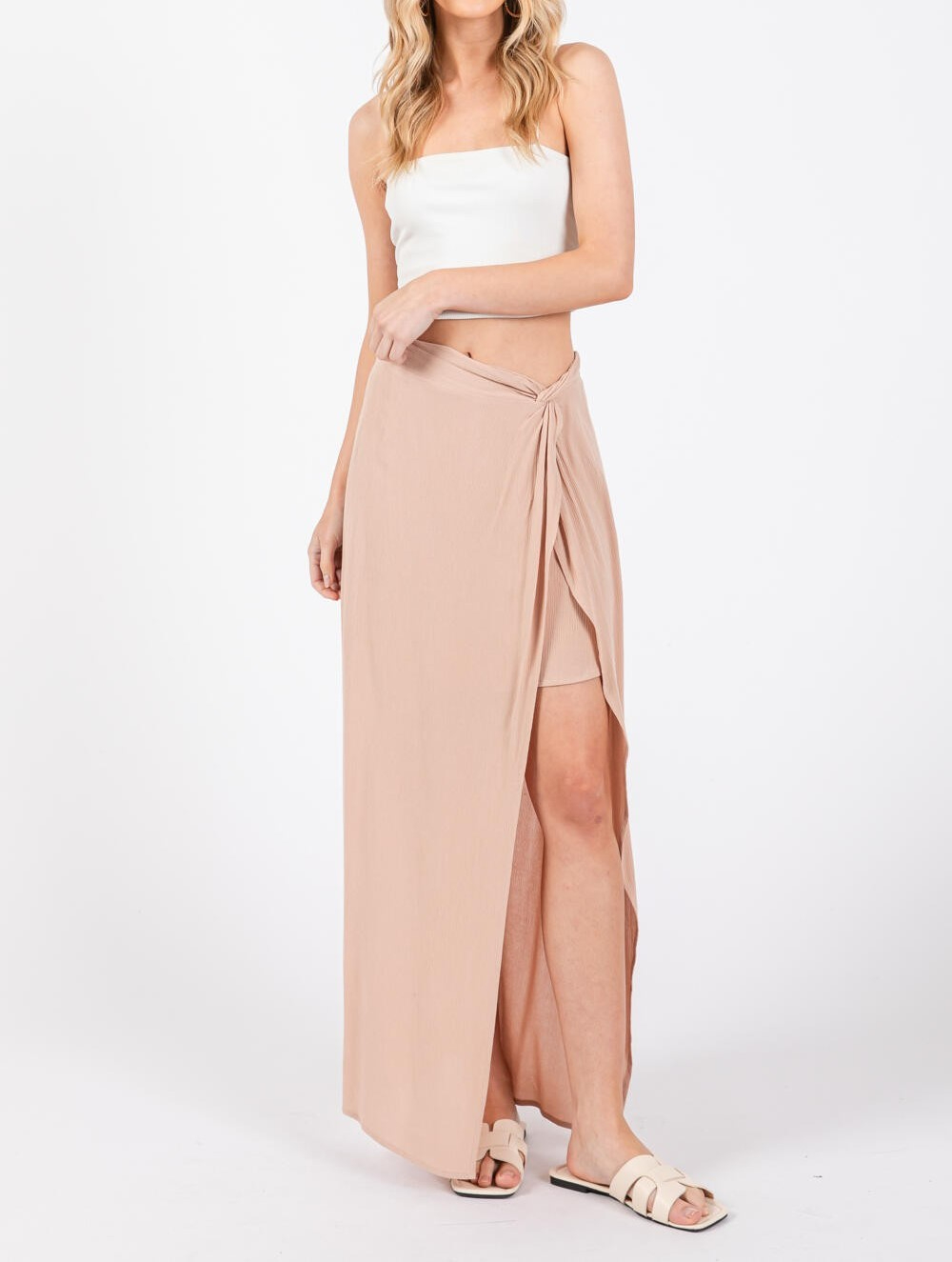 Enagua Twisted Midi Skirt Nude – foto 8