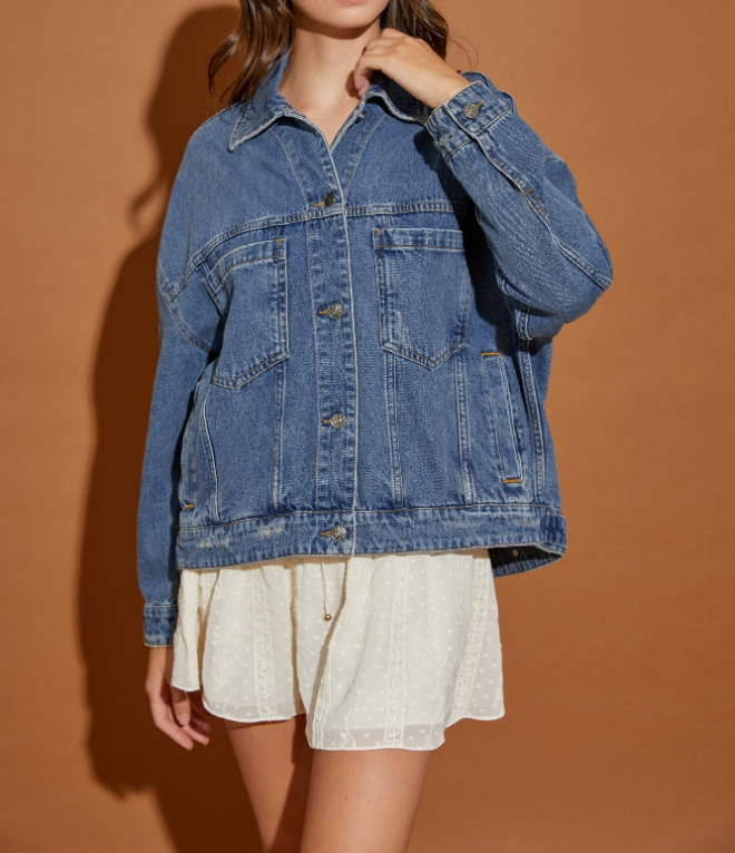 Jacket Back Pleated Med denim