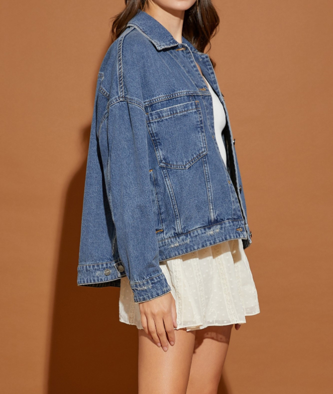 Jacket Back Pleated Med denim