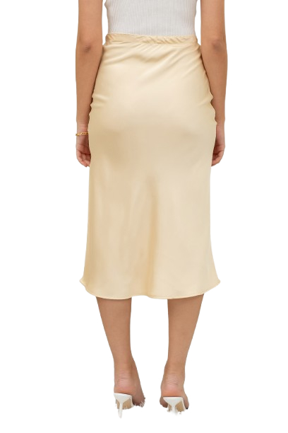 Enagua Midi Satin Side Slit Champagne – foto 4
