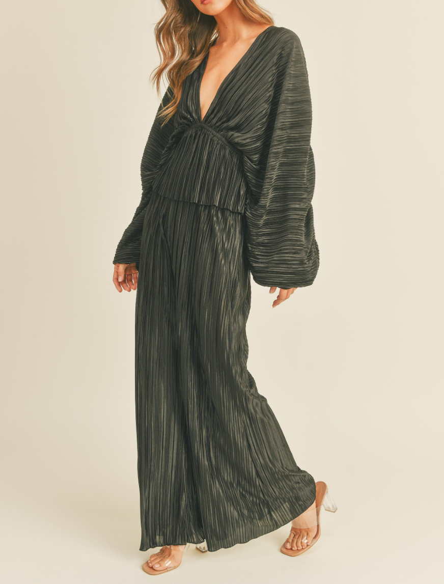Pantalones Wrinkled Detail Satin Black – foto 3