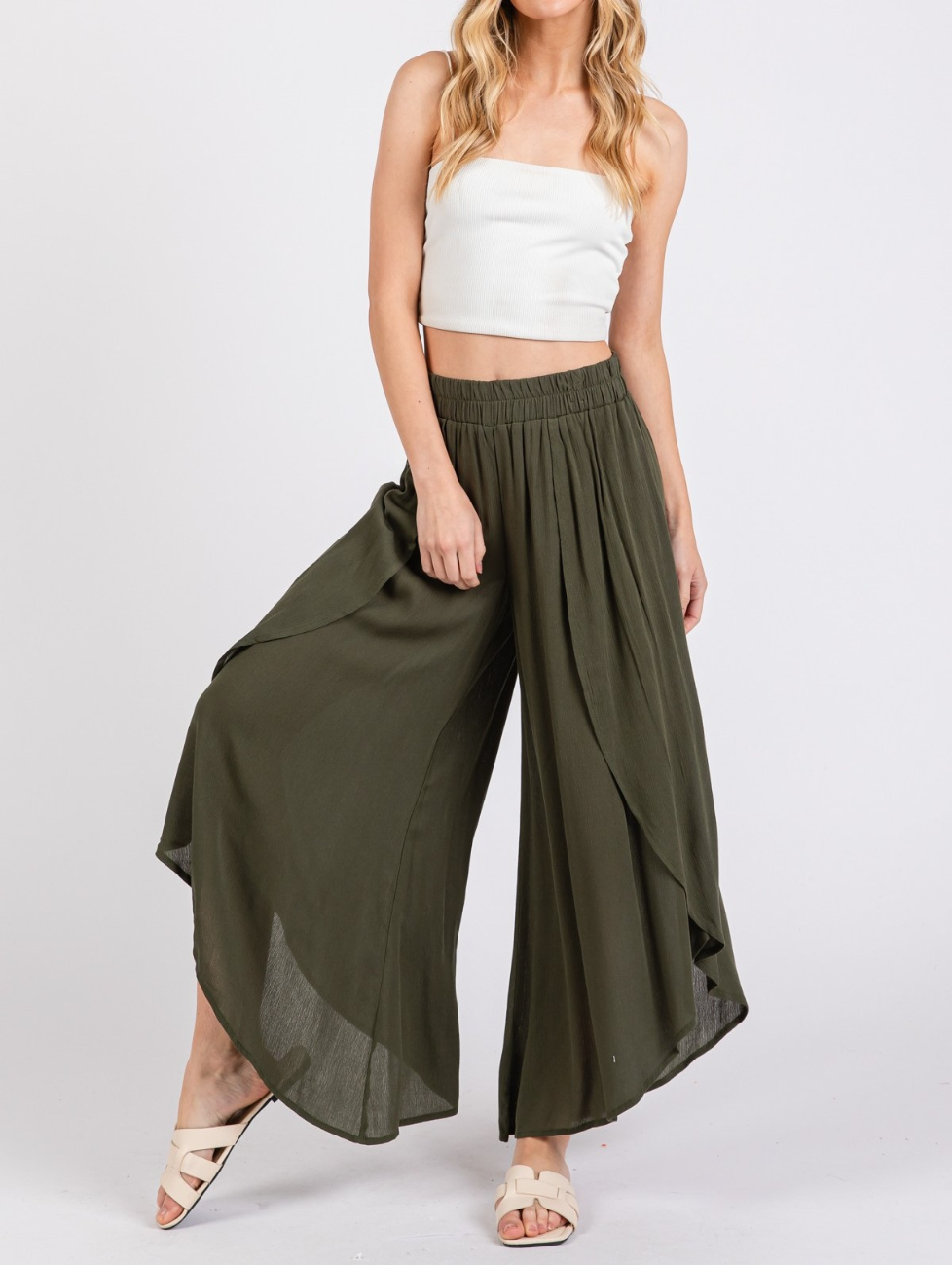 Pantalon Overlap Round Olive – foto 1