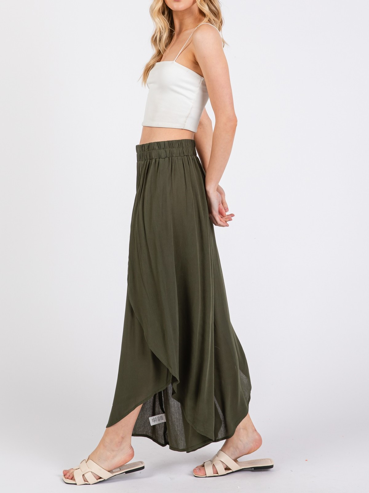 Pantalon Overlap Round Olive – foto 3
