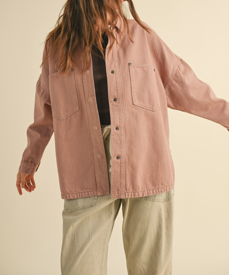 Jacket Snap Button Washed Mauve