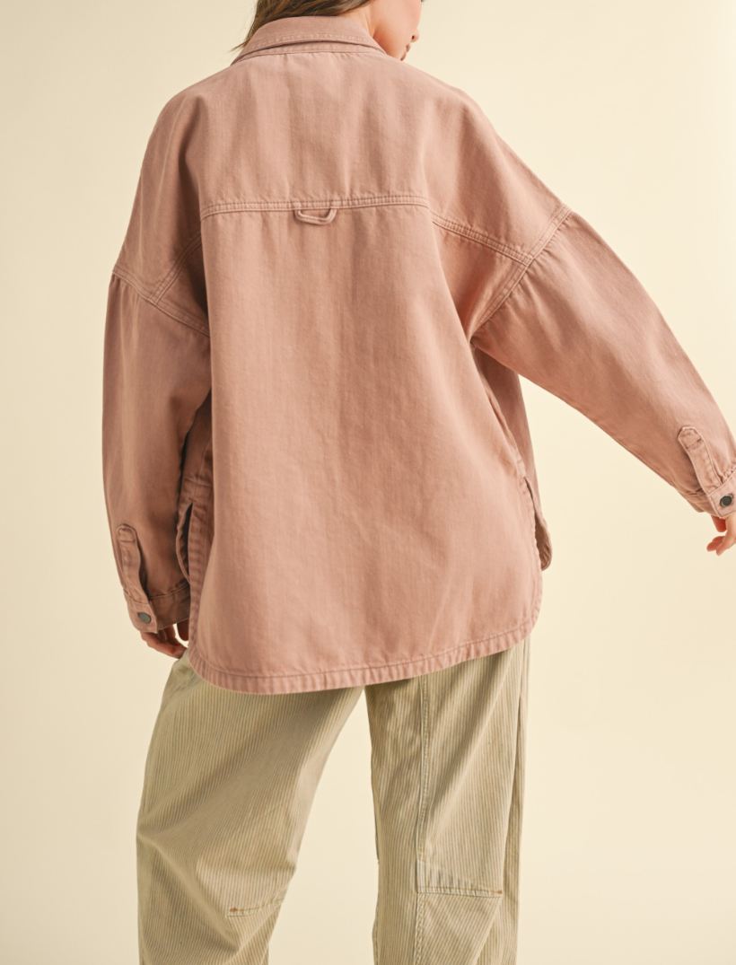 Jacket Snap Button Washed Mauve