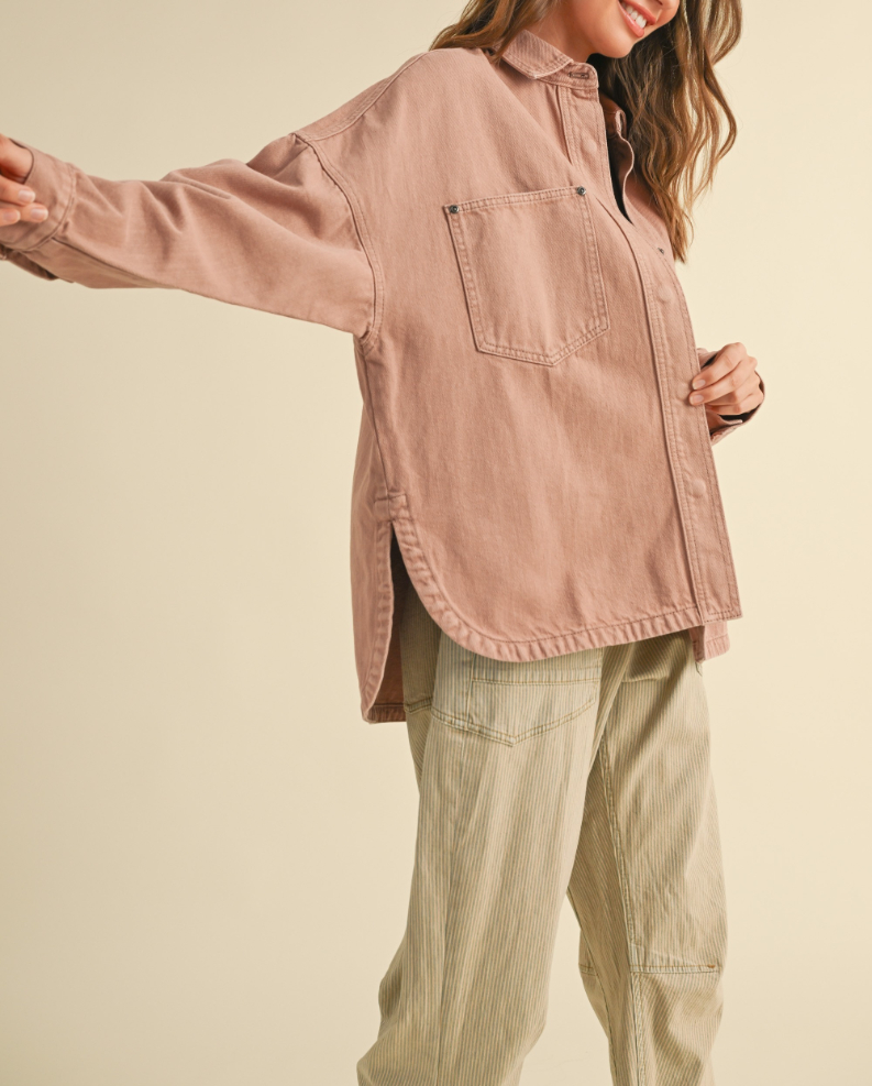 Jacket Snap Button Washed Mauve – foto 3
