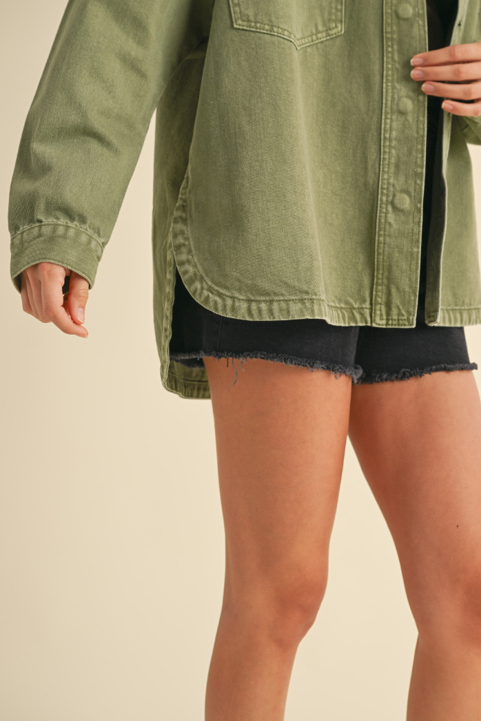 Jacket Snap Button Washed Olive – foto 5
