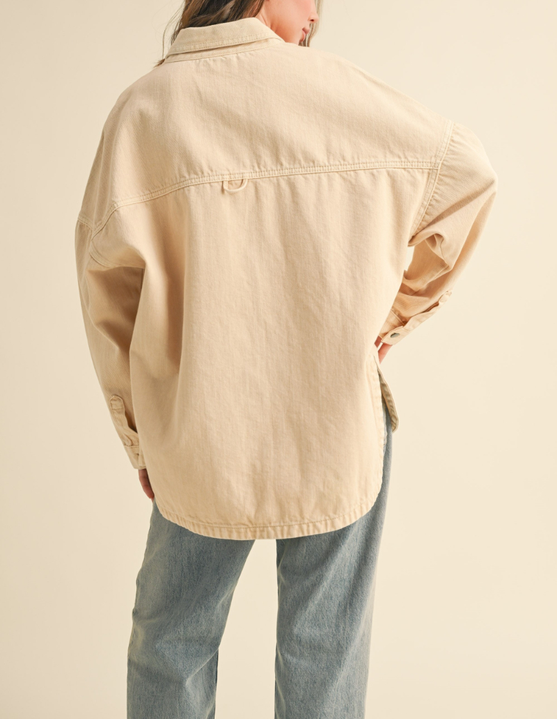 Shacket Double Pockets Washed Beige