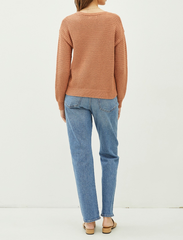 Sweater Round Neck Waffle Terracota