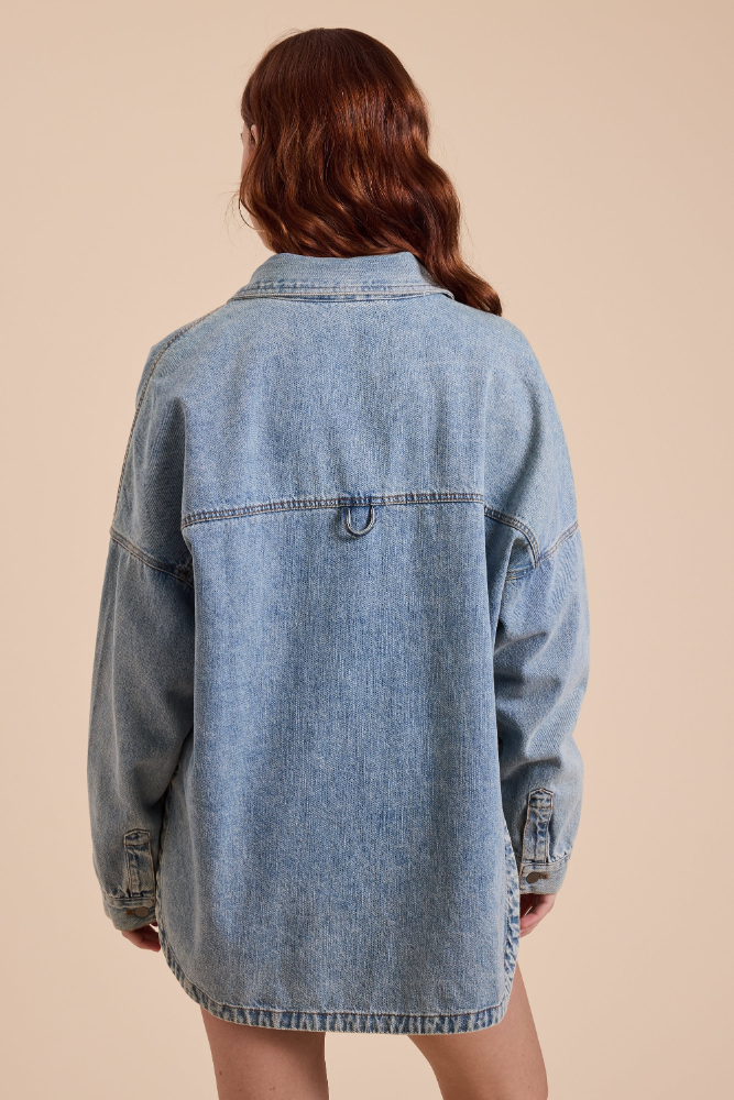 Shacket Snap Button Medium Denim