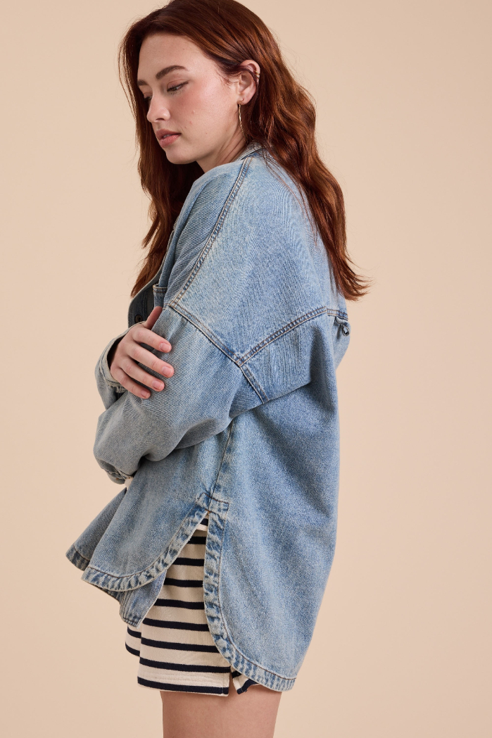 Shacket Snap Button Medium Denim – foto 3