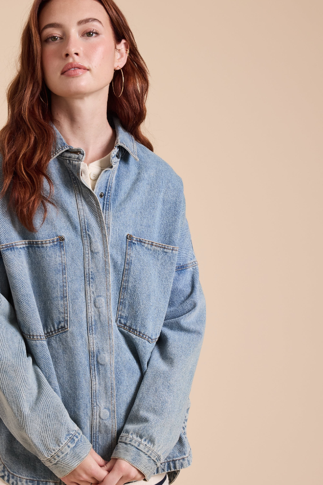 Shacket Snap Button Medium Denim – foto 4