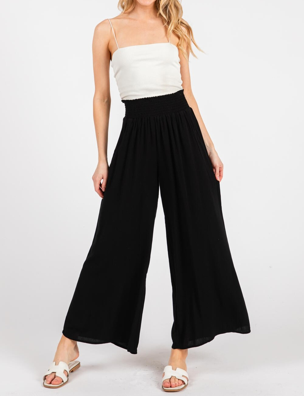 Pantalon Smock Waist Crop Black – foto 1