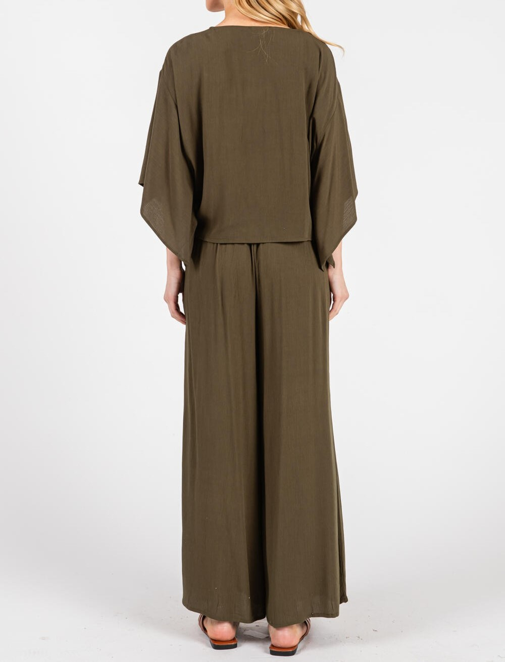 Pantalon Smock Waist Crop Olive – foto 2