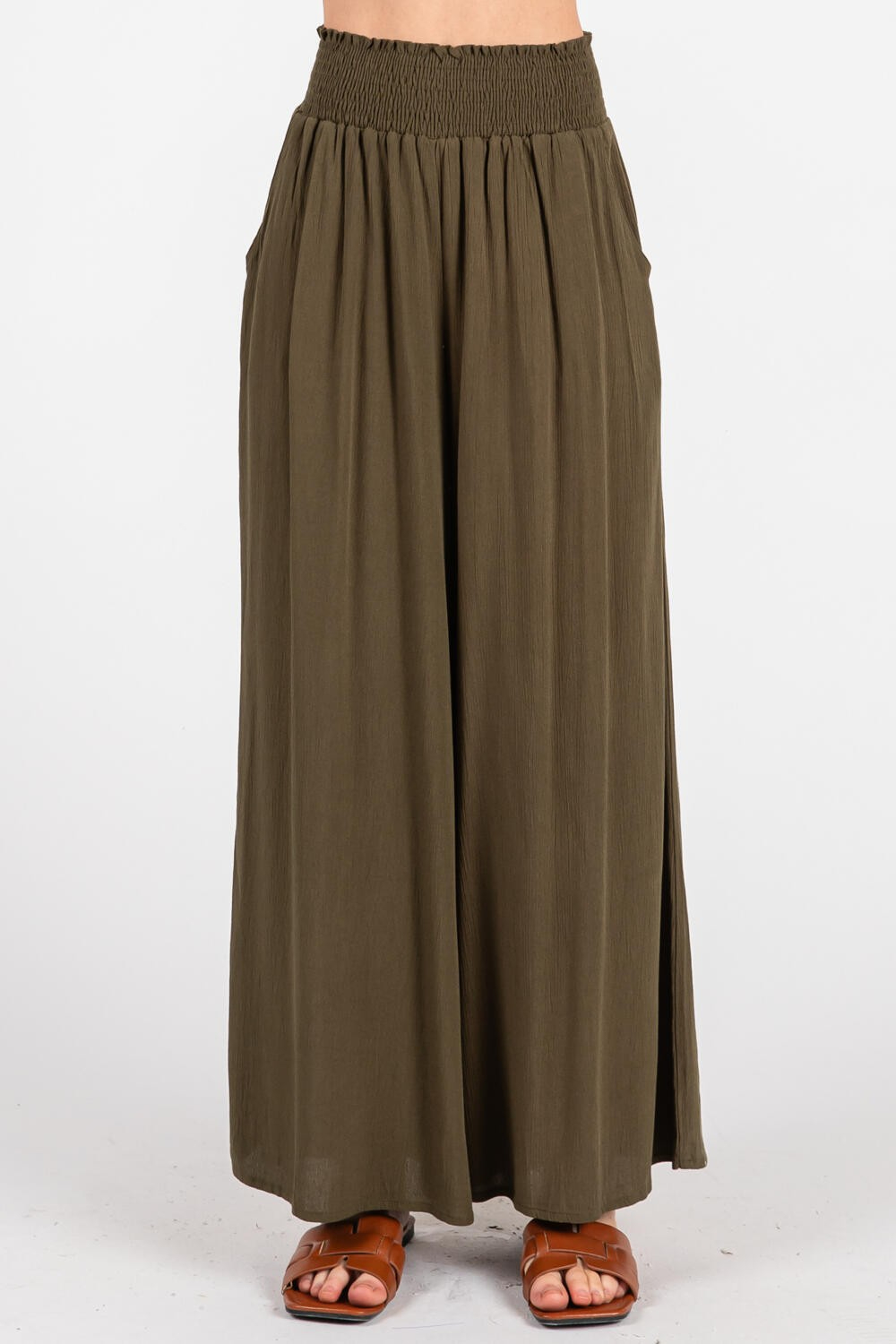 Pantalon Smock Waist Crop Olive – foto 4