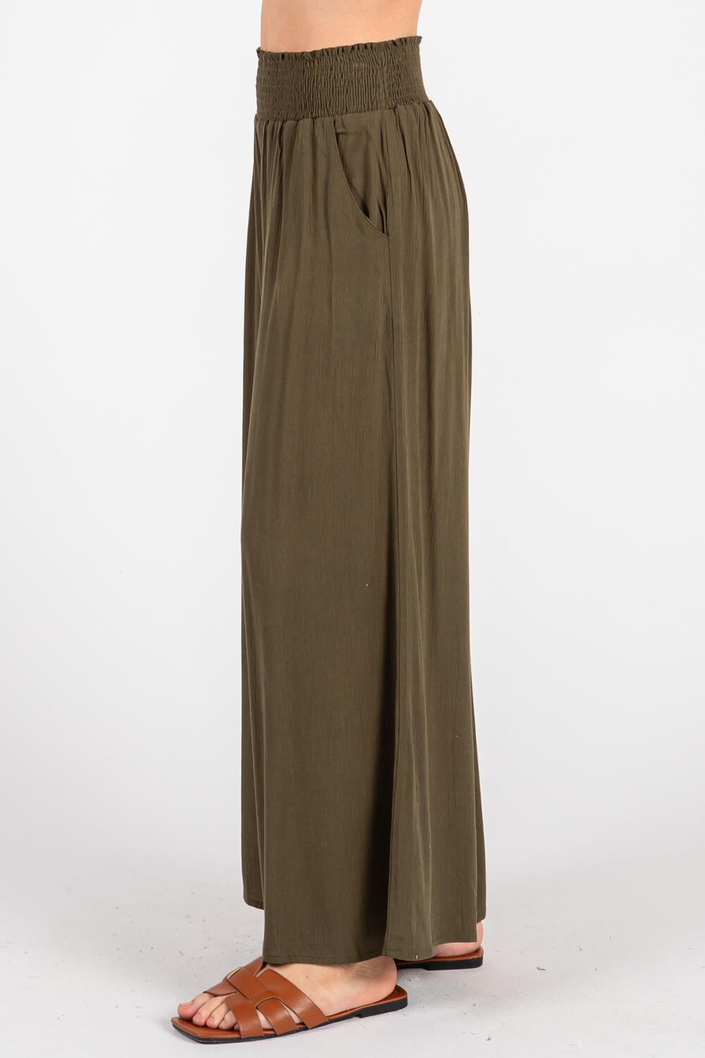 Pantalon Smock Waist Crop Olive – foto 5