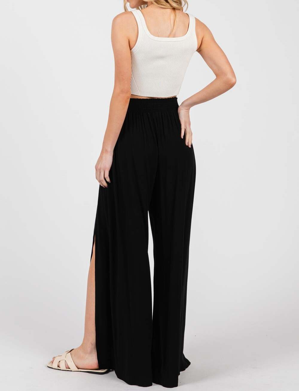 Pantalon Front Slits Black – foto 3