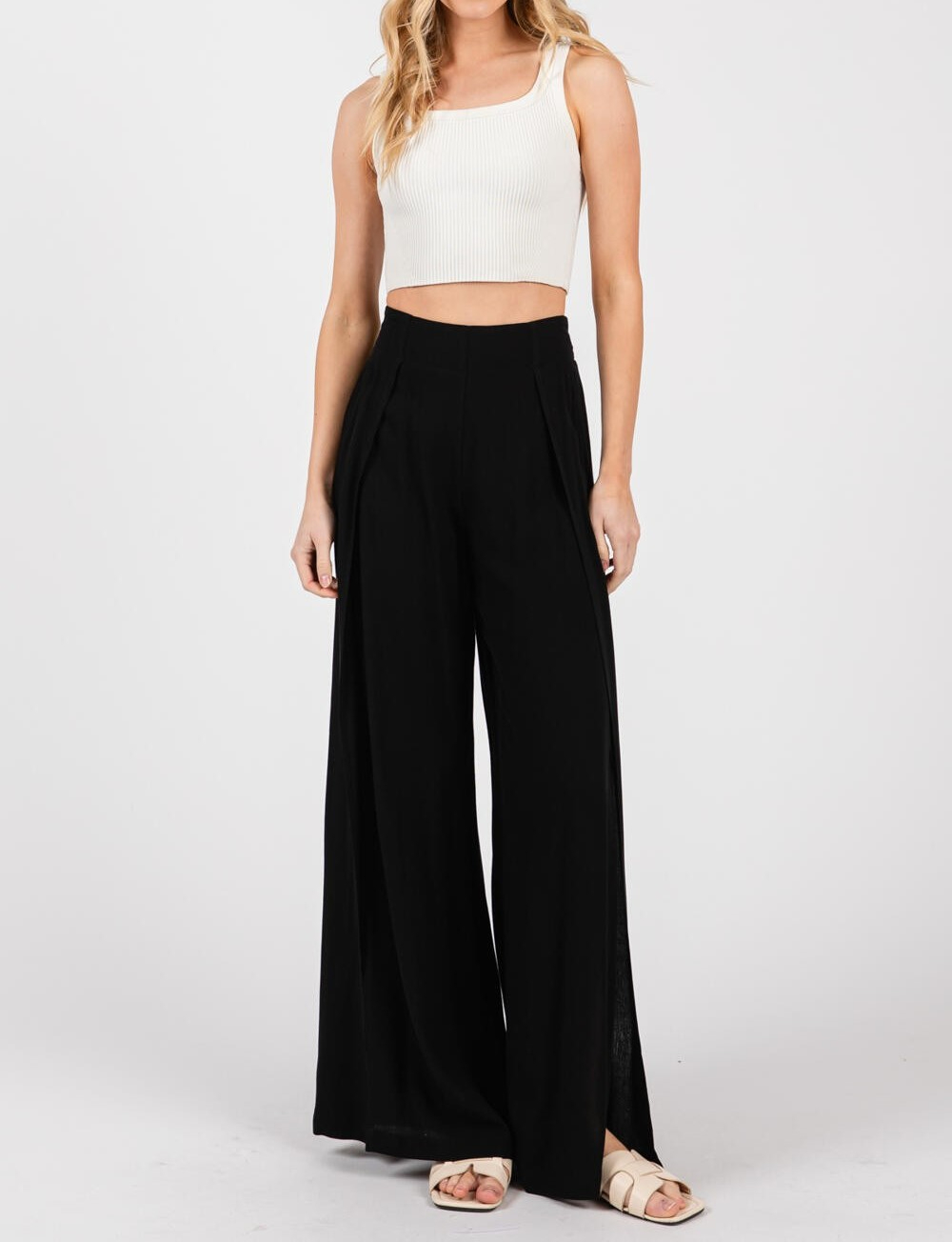 Pantalon Front Slits Black – foto 4