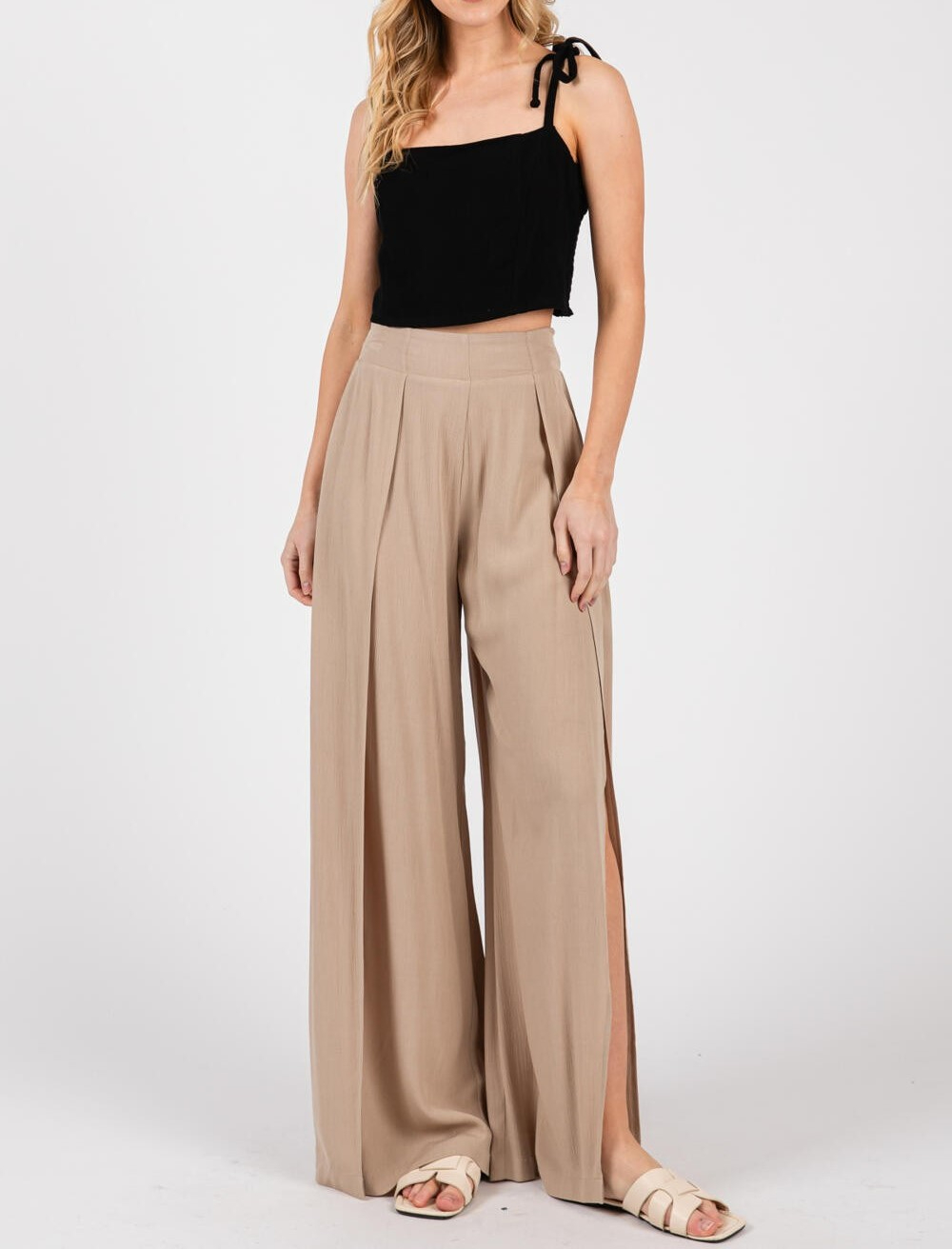 Pantalon Front Slits Stone – foto 1
