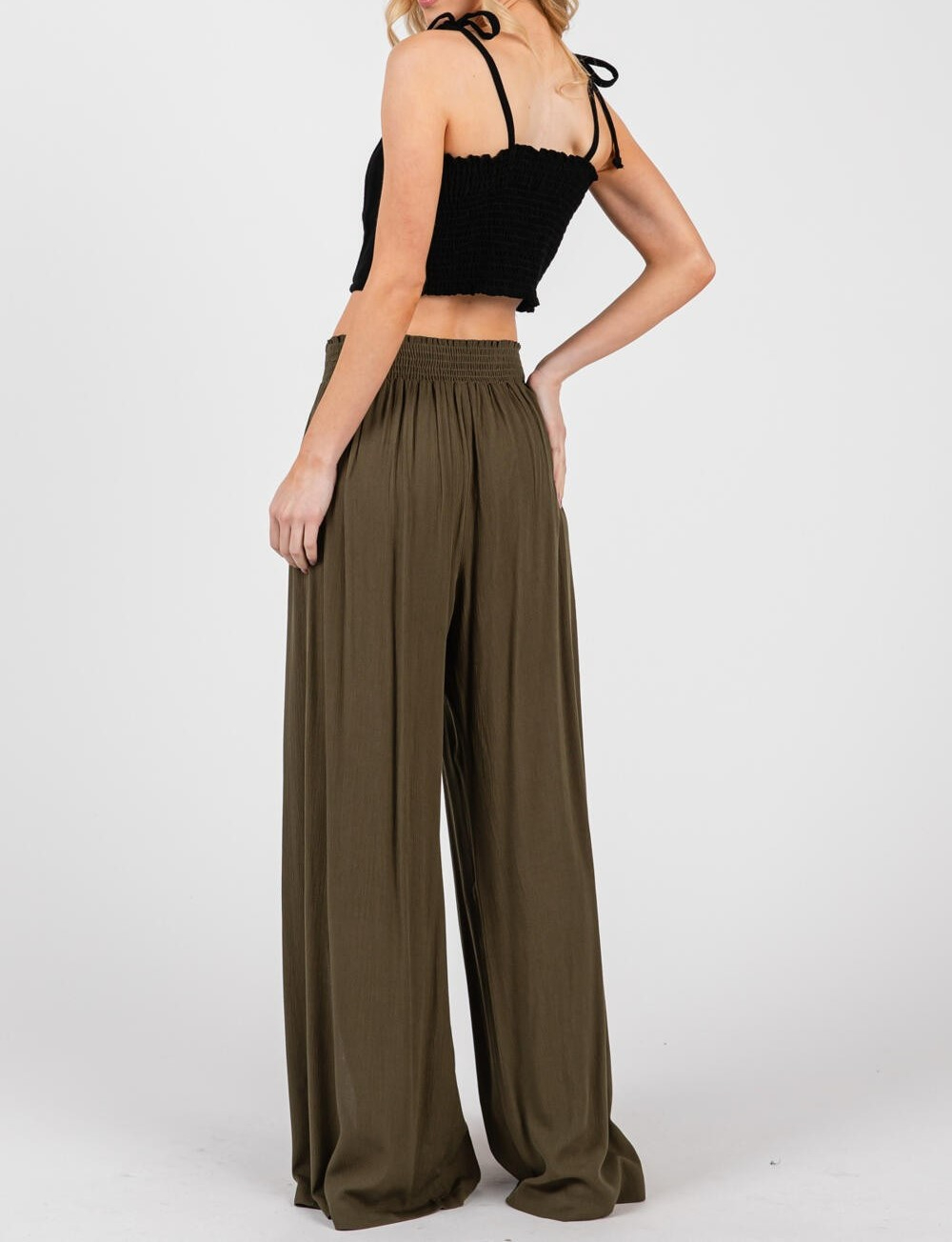 Pantalon Front Slits Olive – foto 2
