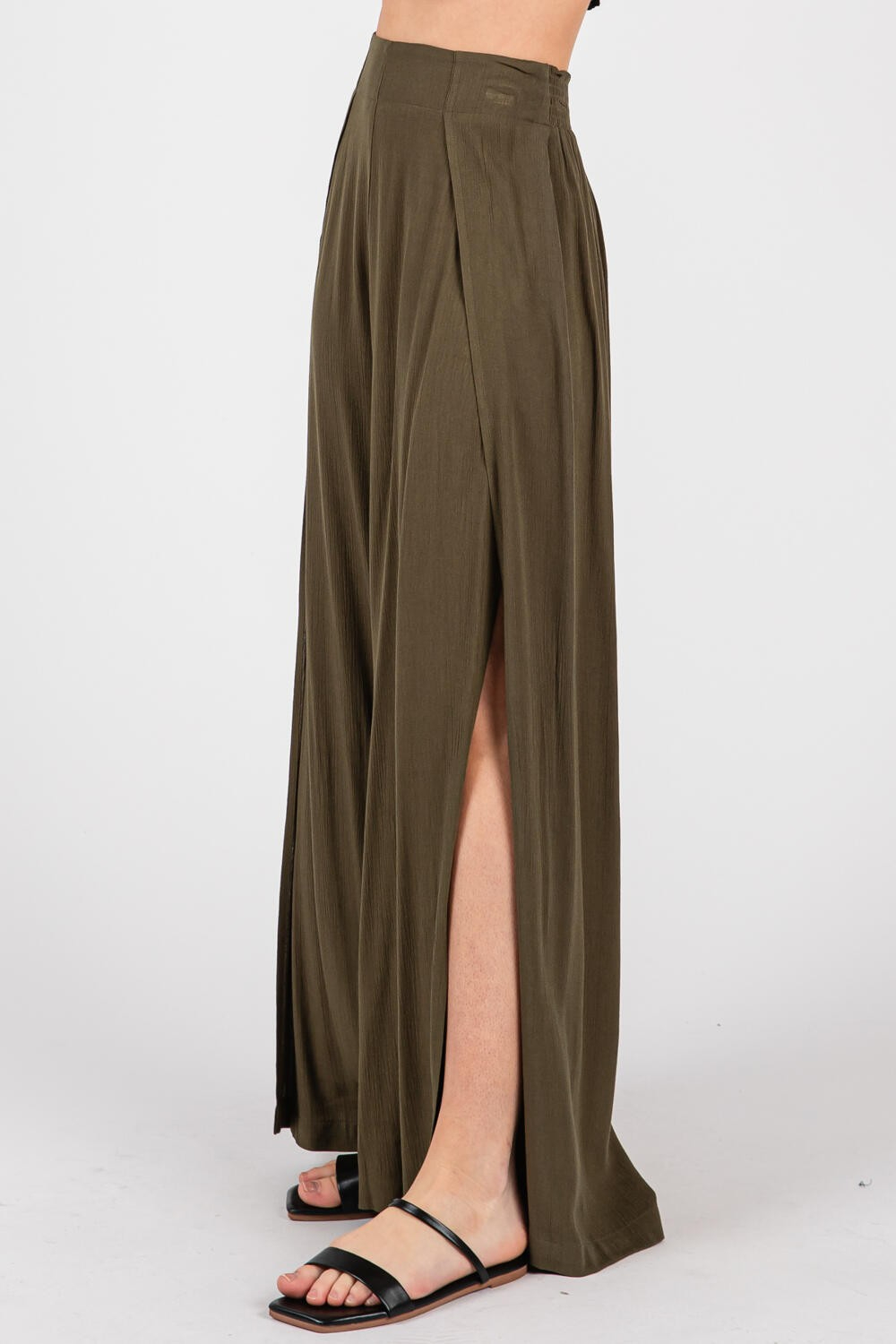 Pantalon Front Slits Olive – foto 5