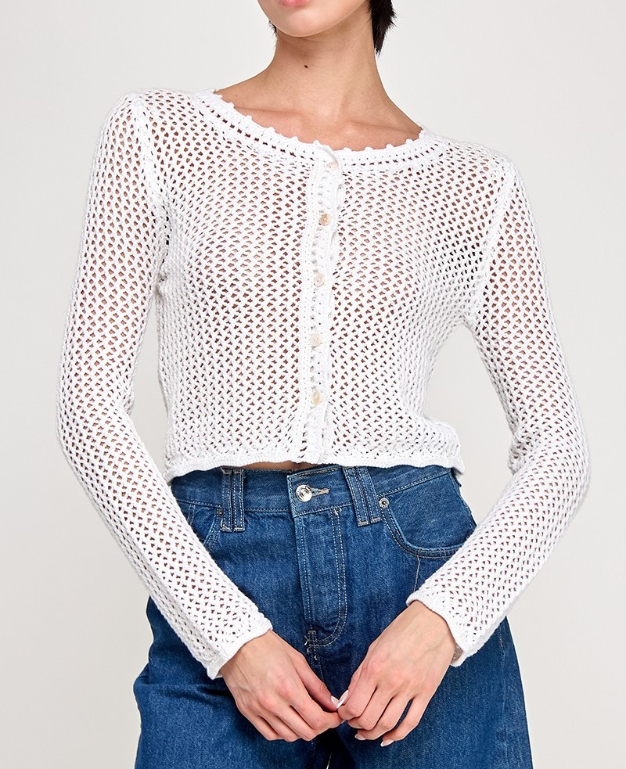 Cardigan Crochet Knit White