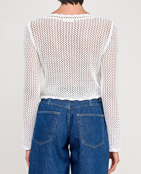 Cardigan Crochet Knit White
