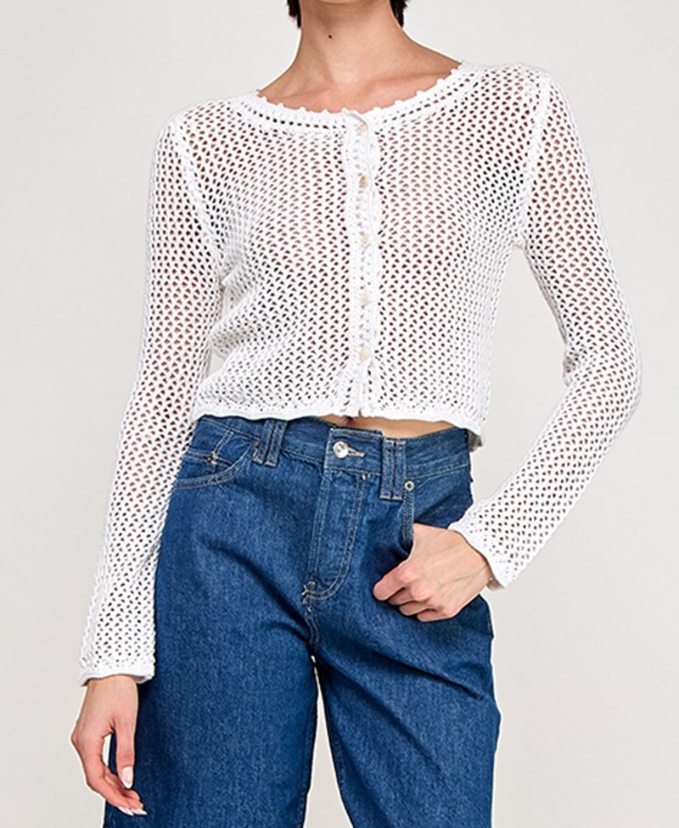 Cardigan Crochet Knit White – foto 3
