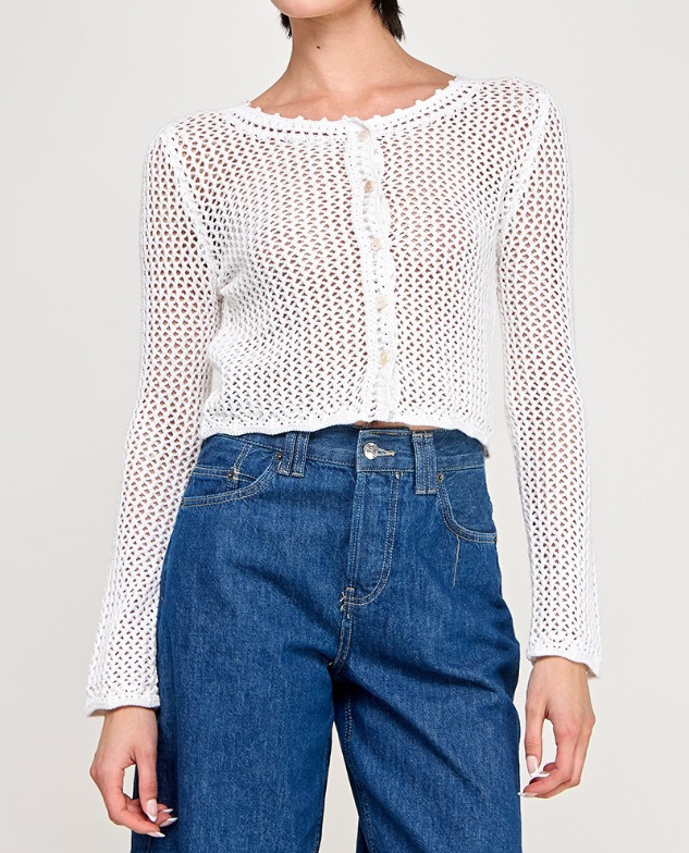Cardigan Crochet Knit White – foto 4