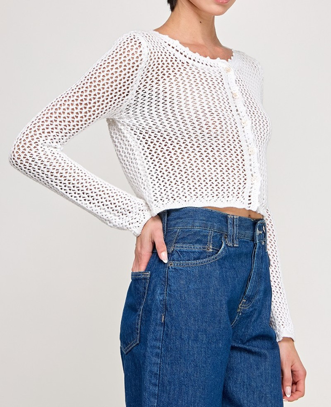 Cardigan Crochet Knit White – foto 5