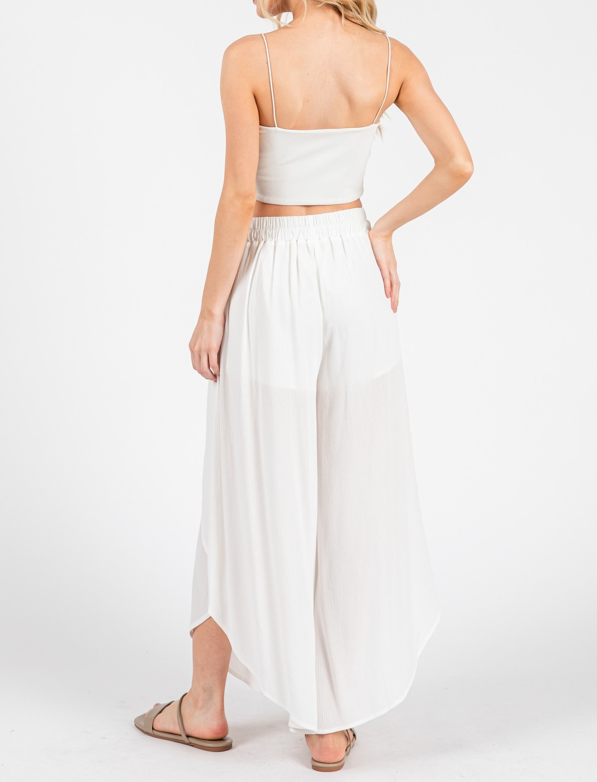 Pantalon Overlap Front Slit White – foto 3