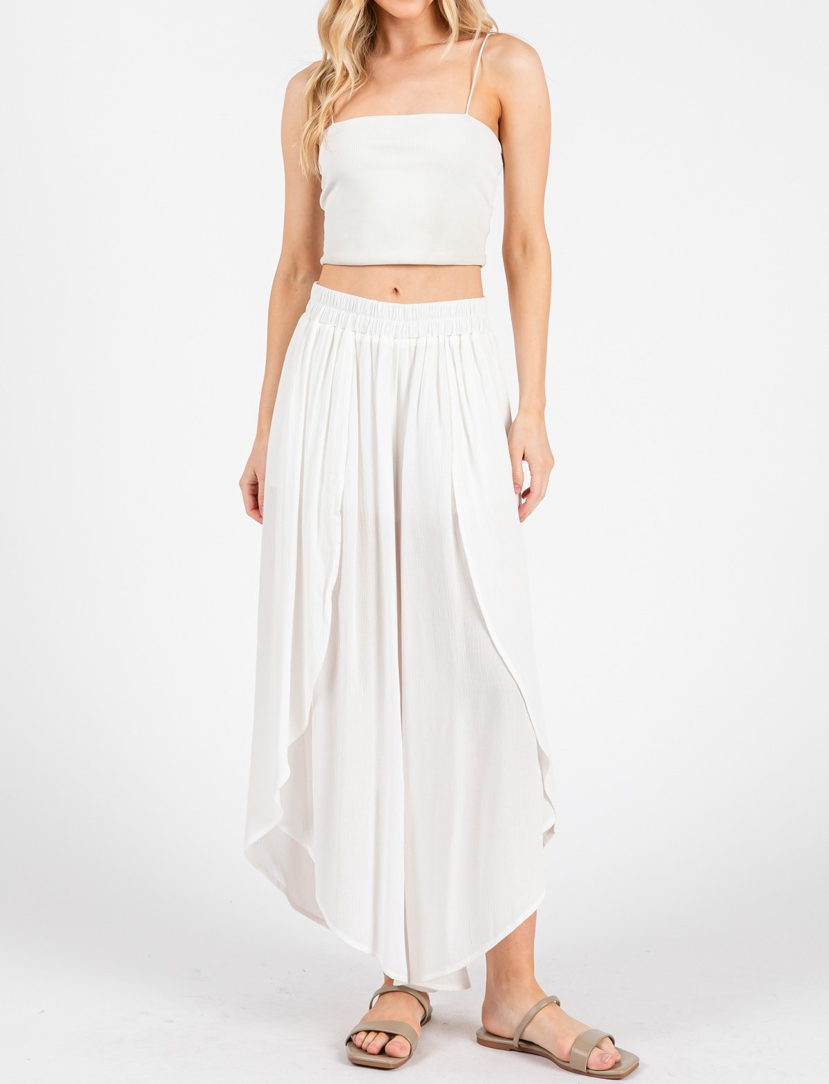 Pantalon Overlap Front Slit White – foto 4