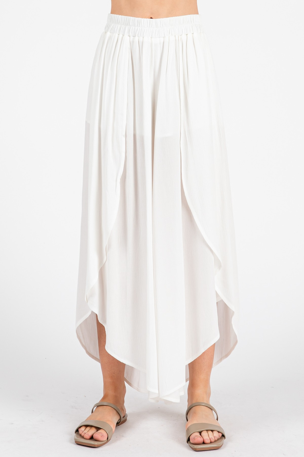 Pantalon Overlap Front Slit White – foto 8