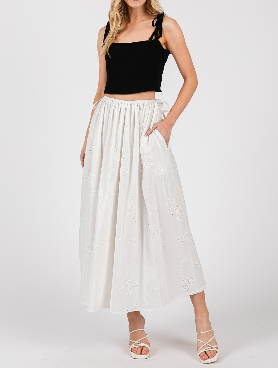 Enagua Eyelet Side Ties White – foto 1