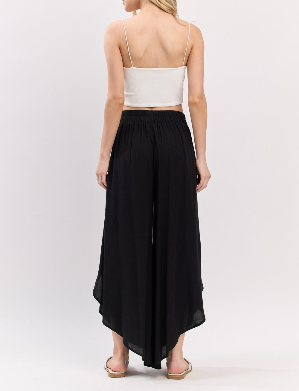 Pantalon Overlap Front Split Wide Black – foto 2