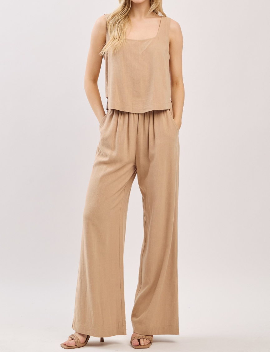 Pantalon Smocked Waist Pants Taupe – foto 1
