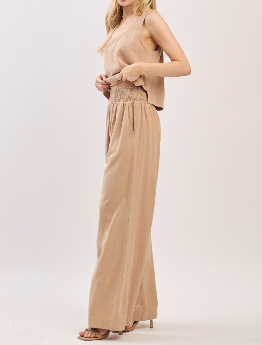 Pantalon Smocked Waist Pants Taupe – foto 3
