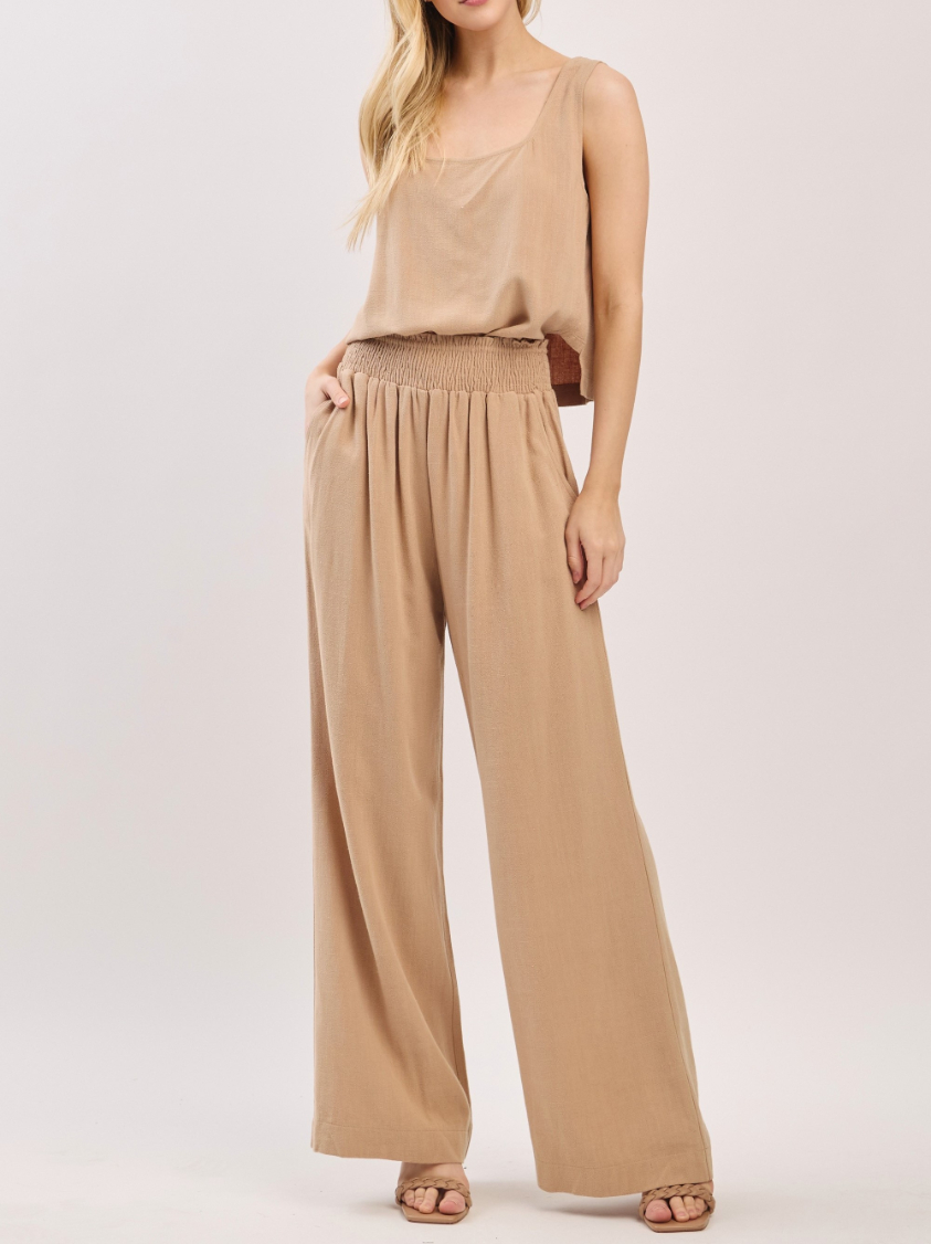 Pantalon Smocked Waist Pants Taupe – foto 4