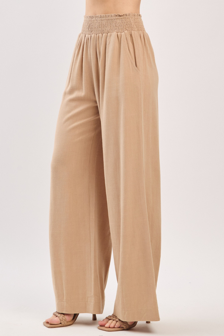 Pantalon Smocked Waist Pants Taupe – foto 6
