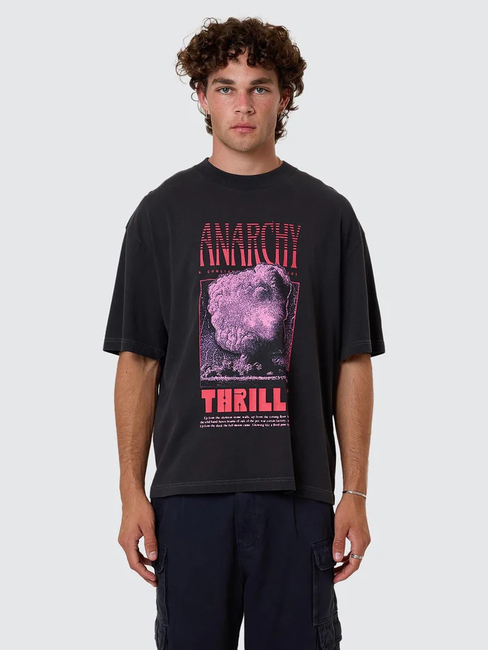 Camiseta Thrills Constant Chaos Box Oversize Cropped Blue Graphite – foto 1