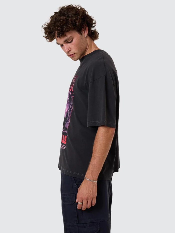 Camiseta Thrills Constant Chaos Box Oversize Cropped Blue Graphite – foto 4