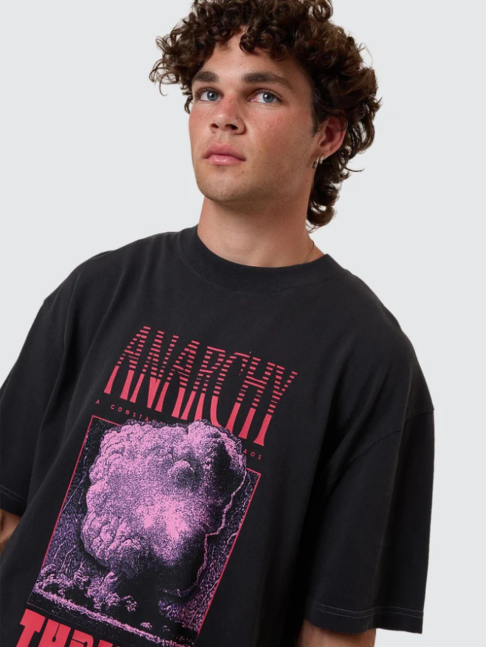 Camiseta Thrills Constant Chaos Box Oversize Cropped Blue Graphite – foto 7