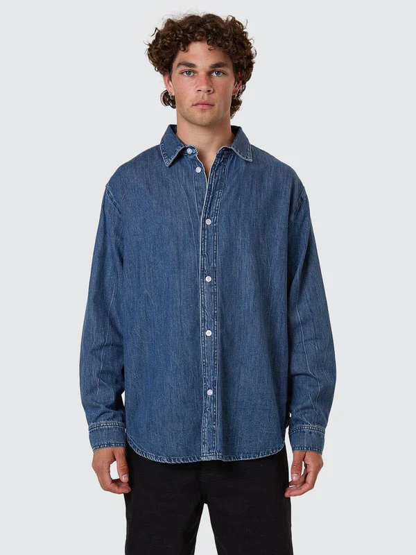 Camisa Thrills M/L Canyon Oversize Denim Vanish Mid Blue – foto 1