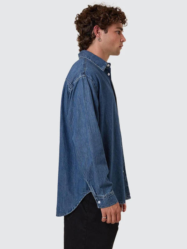 Camisa Thrills M/L Canyon Oversize Denim Vanish Mid Blue – foto 2