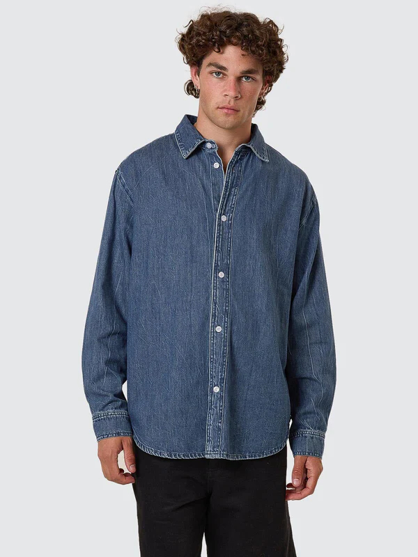 Camisa Thrills M/L Canyon Oversize Denim Vanish Mid Blue – foto 3