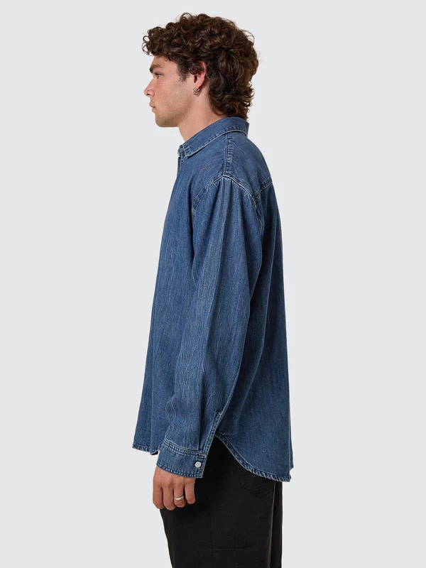 Camisa Thrills M/L Canyon Oversize Denim Vanish Mid Blue – foto 4
