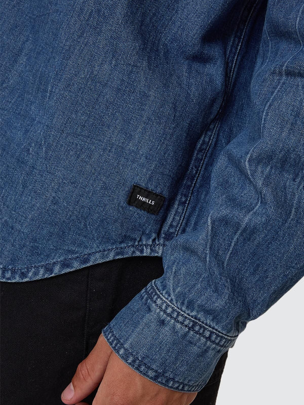 Camisa Thrills M/L Canyon Oversize Denim Vanish Mid Blue – foto 7