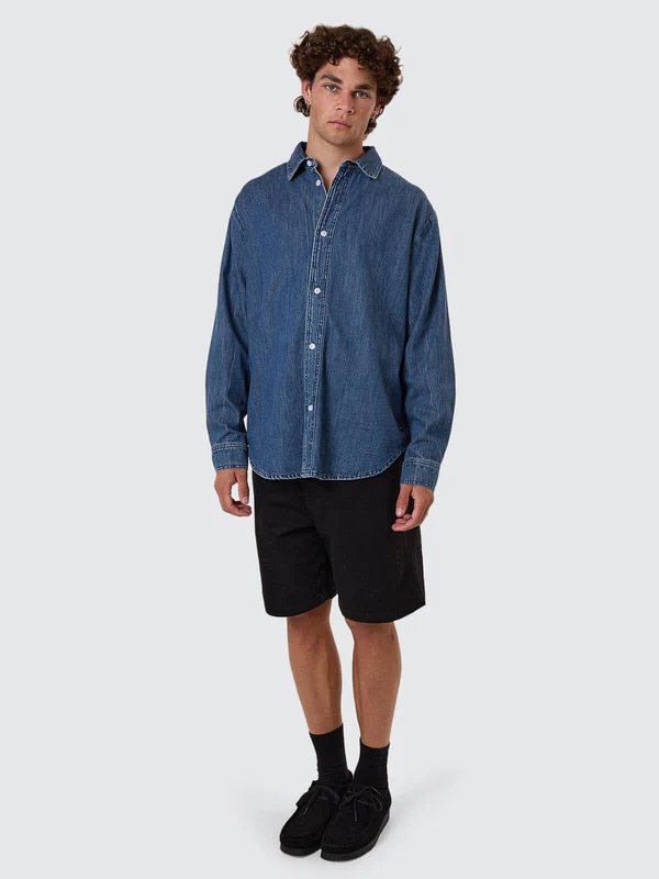 Camisa Thrills M/L Canyon Oversize Denim Vanish Mid Blue – foto 8