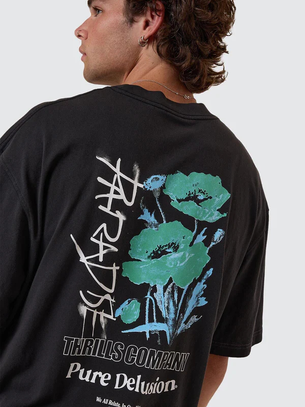 Camiseta Thrills Pure Delusion Box Oversize Cropped Faded Black – foto 6